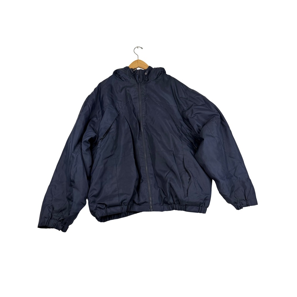 New York Classics Mens XL Navy Blue Hooded Windbreaker Jacket Full Zip RN 82814